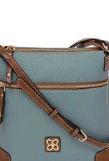 MC Handbags Corp. MC Handbag Belle Blue Pebble Grained Cross-body Contrast Trim BS