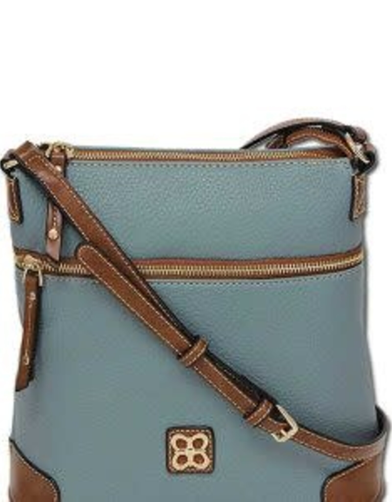 MC Handbags Corp. MC Handbag Belle Blue Pebble Grained Cross-body Contrast Trim BS