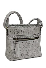 MC Handbags Corp. MC Handbag Grey Calm Faux Leather Cross-body W/ Perfoation LA