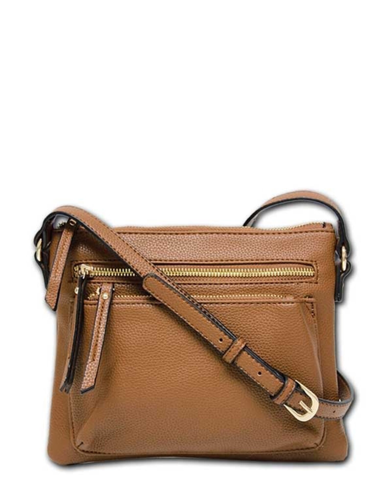 MC Handbags Corp. MC Handbag 5010 Sally Brown Pebbled Grain Cross-body W/Zipper Pockets