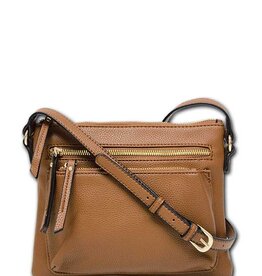 MC Handbags Corp. MC Handbag 5010 Sally Brown Pebbled Grain Cross-body W/Zipper Pockets
