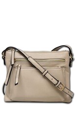 MC Handbags Corp. MC Handbag Sally Khaki Pebbled Grain Cross-body W/Zipper Pockets BO