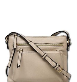 MC Handbags Corp. MC Handbag Sally Khaki Pebbled Grain Cross-body W/Zipper Pockets BO