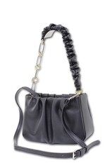 MC Handbags Corp. MC Handbag Black Maddie Chain/Pleated Shoulder Cross-body LR