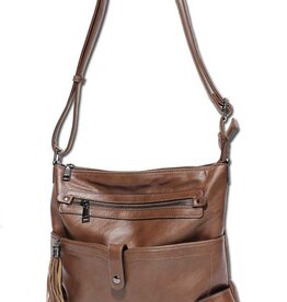 MC Handbags Corp. KouLi Buir Chestnut Bridget 2 Front Zipper Pocket Cross-body LC