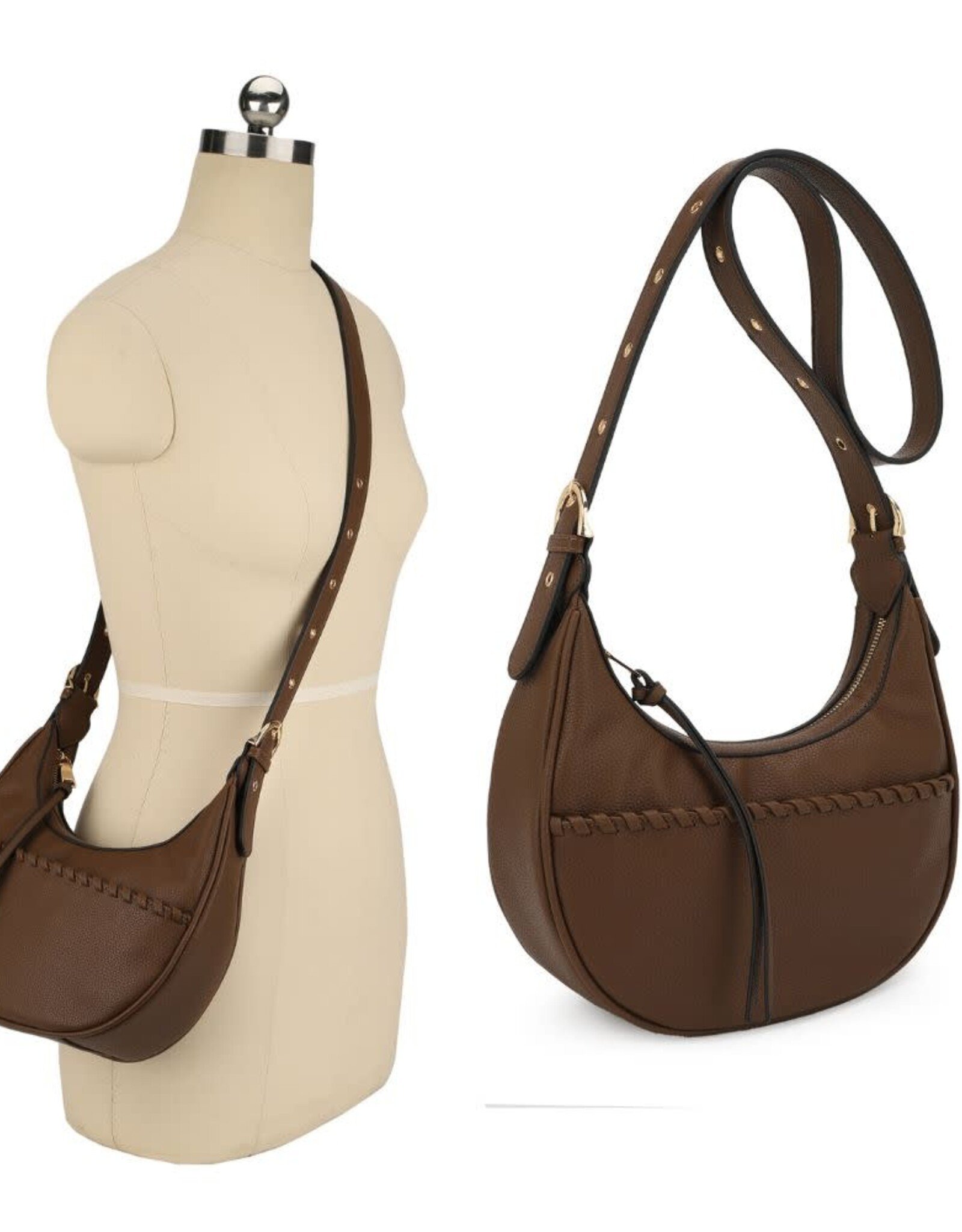 KAYLA + AVA KAYLA + AVA Light Coffee Crescent Cross-body/Shoulder Bag BO