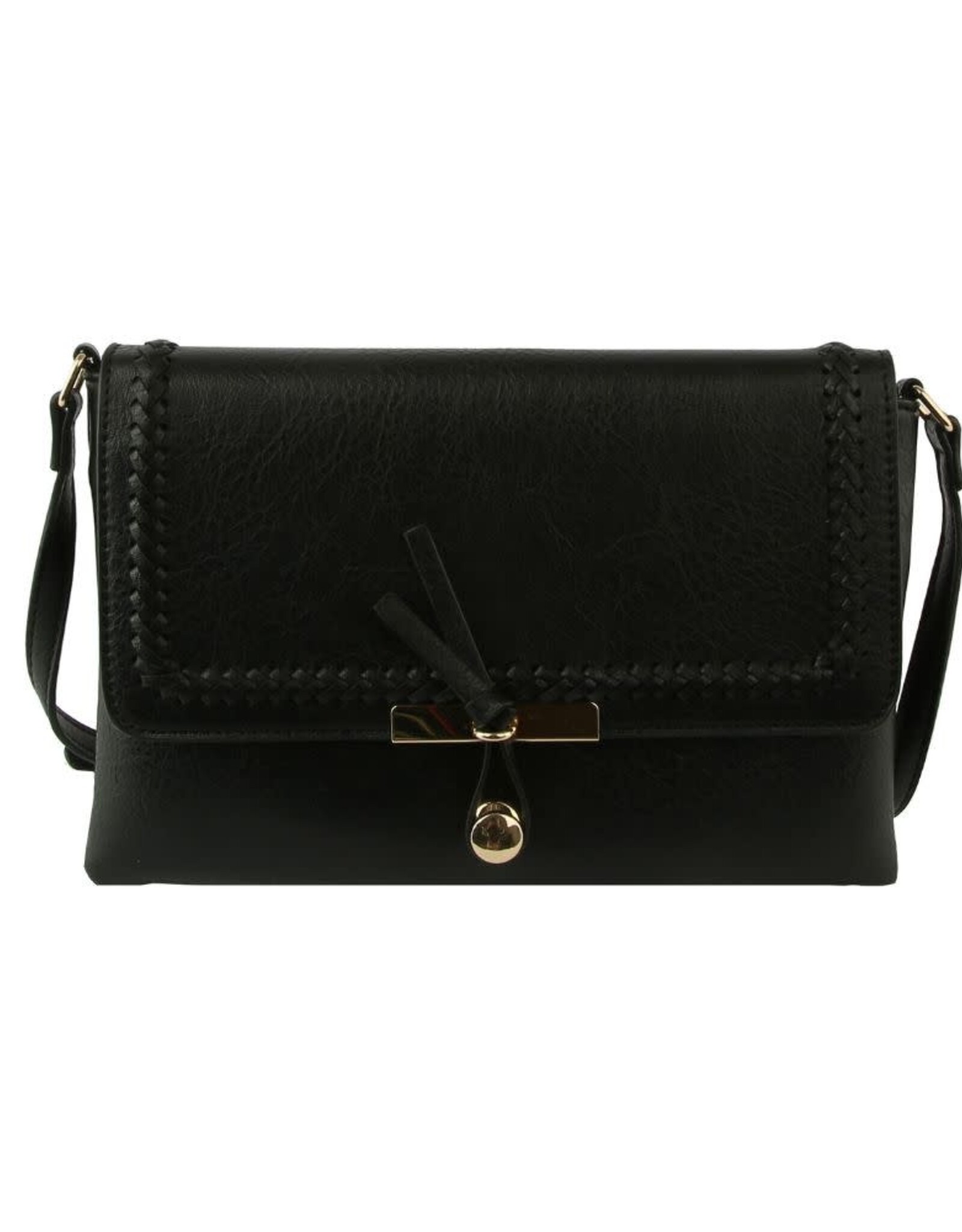 Le Miel Le Miel Black Whipstitch Accent Cross-Body BO