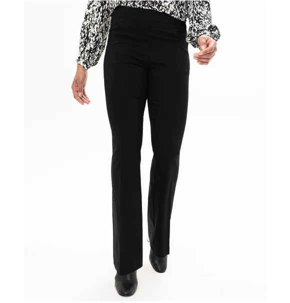 Renuar Black Wide Waistband Pull On Front Pocket Boot-Cut