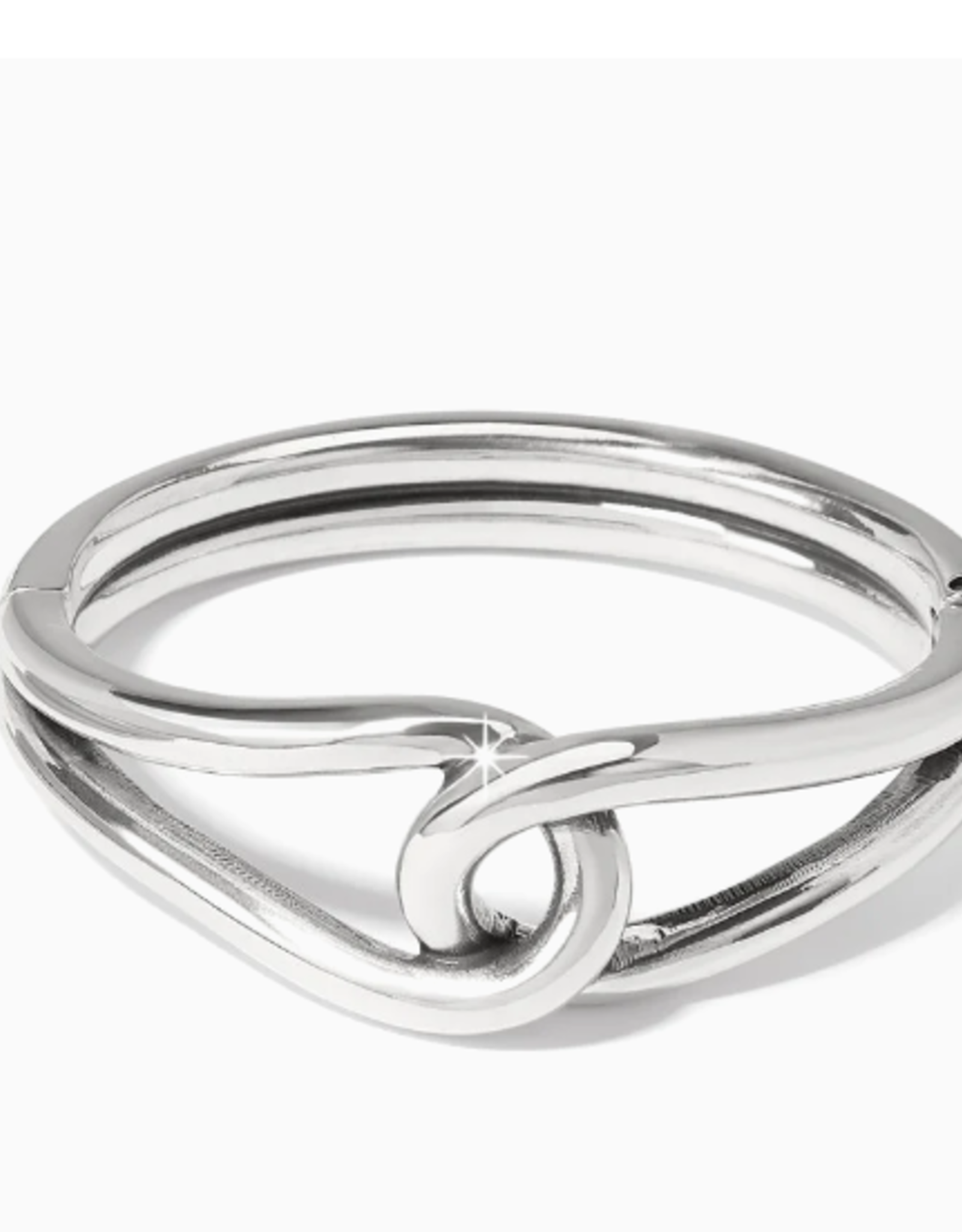 Brighton Brighton Silver Interlock Curve Hinged Bangle