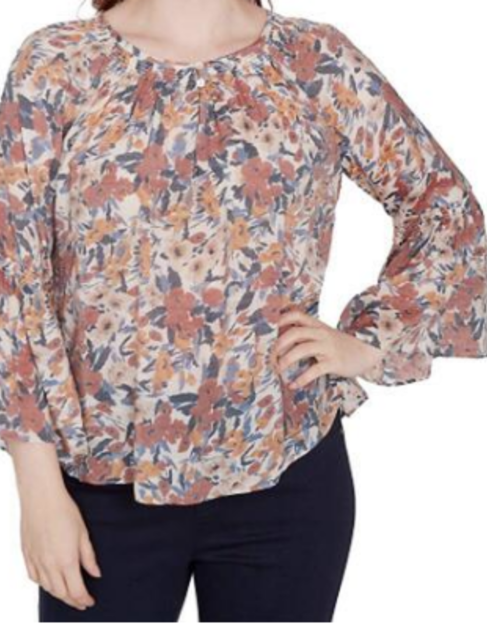 skyes the limit Skyes The Limit  Multi Colored Floral Print Round Neck Long Sleeve Top LA