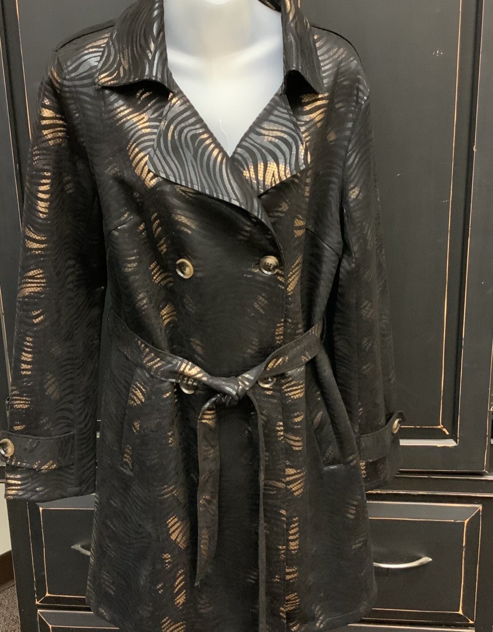 Adore Adore Dark Black/Brown Zebra Print Button Up w / Belt Jacket