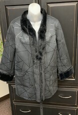 Sunday Lemon Grass Charcoal Fur Trimmed Coat