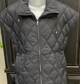 Sunday Sunday Black Quilted  Zip Up Funnel Neck Vest