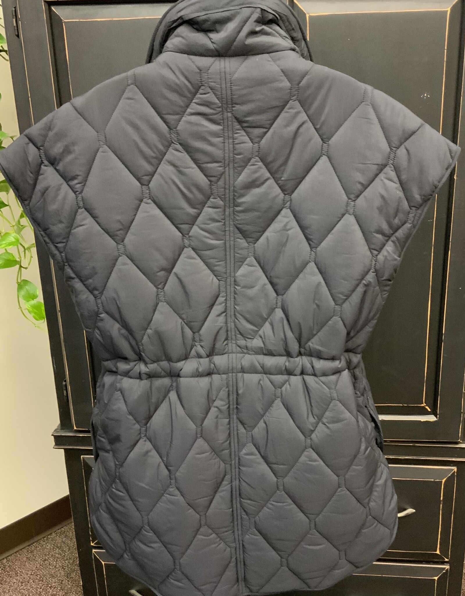 Sunday Sunday Black Quilted  Zip Up Funnel Neck Vest