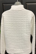 Beachtime Beachtime White Quilted  1/4 Zip Mock Neck Long Sleeve Top AC