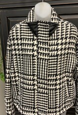 Tribal Tribal Black/White  Hounds Tooth Print Faux Leather Detail Jacket