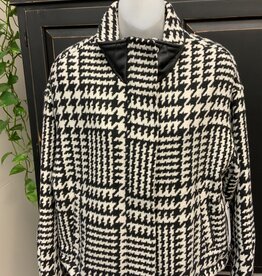 Tribal Tribal Black/White  Hounds Tooth Print Faux Leather Detail Jacket