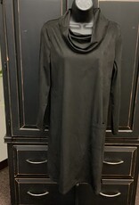 Habitat Habitat Black Faux Suede Cowl Neck Long Sleeve Mid Length Dress AR