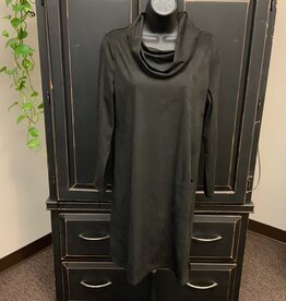 Habitat Habitat Black Faux Suede Cowl Neck Long Sleeve Mid Length Dress AR