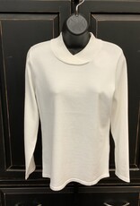 Sunday Sunday Cream Ribbed Mock Neck Long Sleeve Knit Top AA