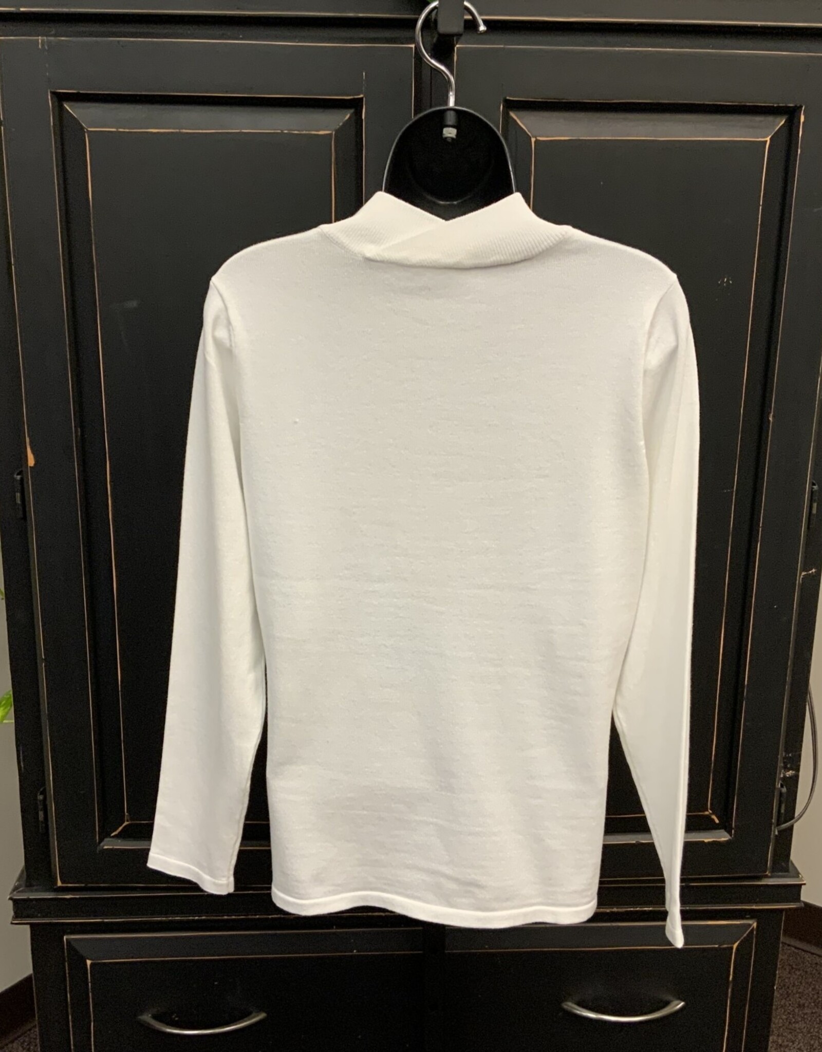 Sunday Sunday Cream Ribbed Mock Neck Long Sleeve Knit Top AA