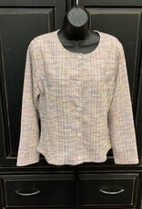 Sunday Sunday Pink Multi Colored  Textured Button Up Long Sleeve Top AS