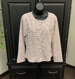 Sunday Sunday Pink Multi Colored  Textured Button Up Long Sleeve Top AS