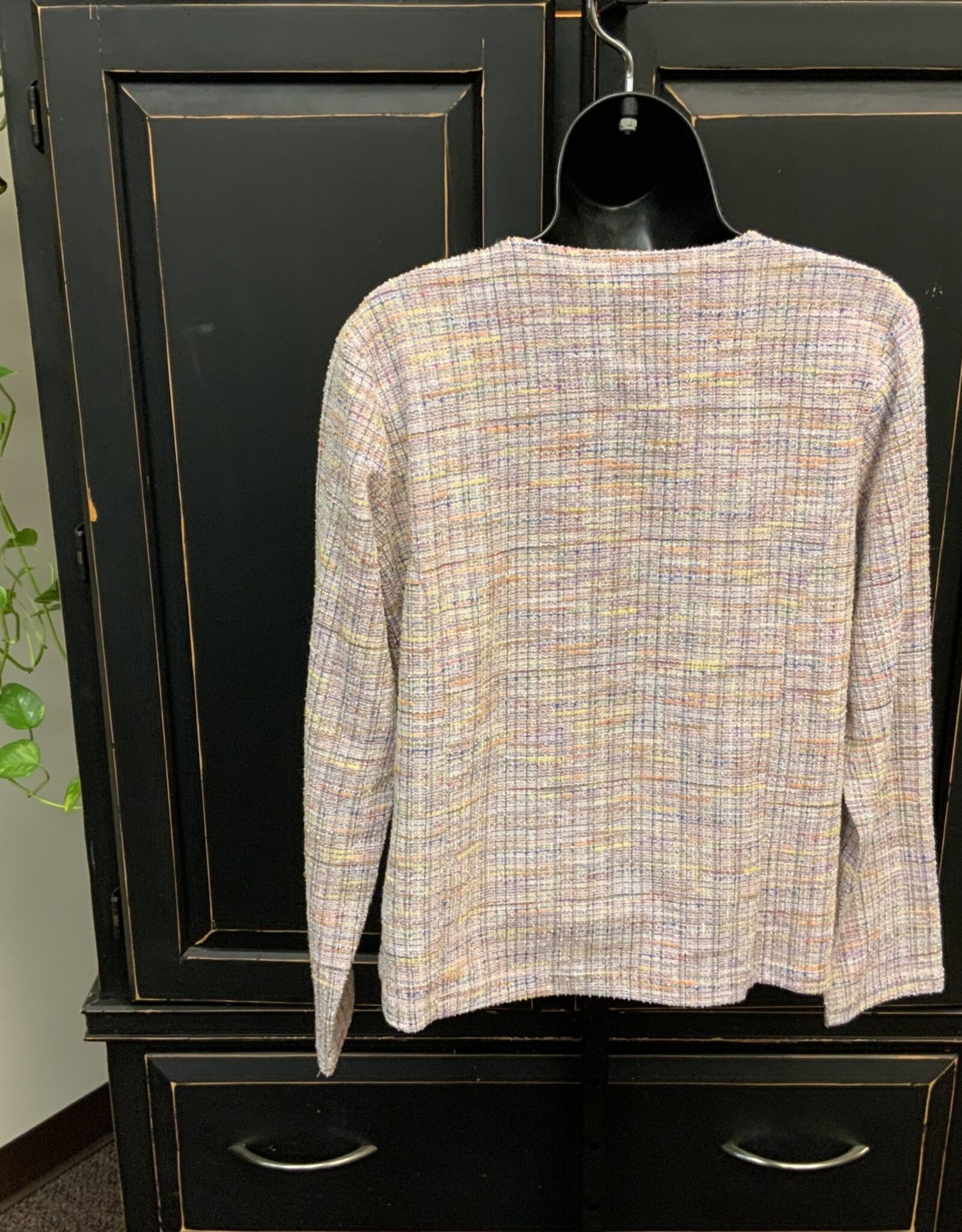 Sunday Sunday Pink Multi Colored  Textured Button Up Long Sleeve Top AS