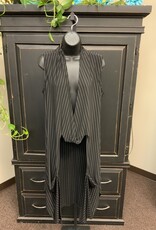 Pure Essence PURE  Essence 576449 Black/Ivory Pinstripe V- Neck  Pull Over Long Vest CS