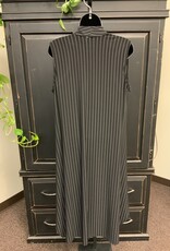 Pure Essence PURE  Essence 576449 Black/Ivory Pinstripe V- Neck  Pull Over Long Vest CS