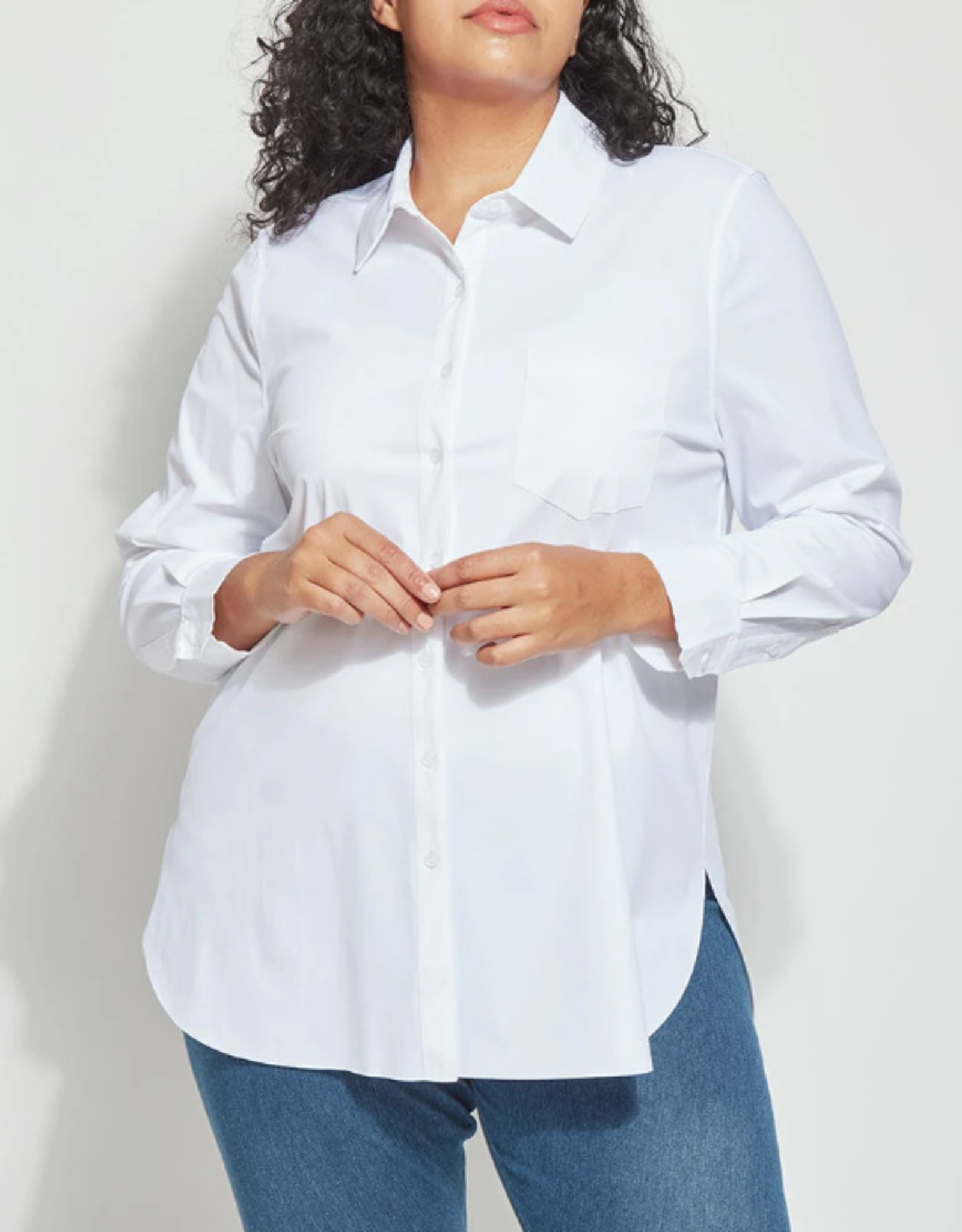 Lysse Lysse White Collar Button Up Long Sleeve Blouse KA