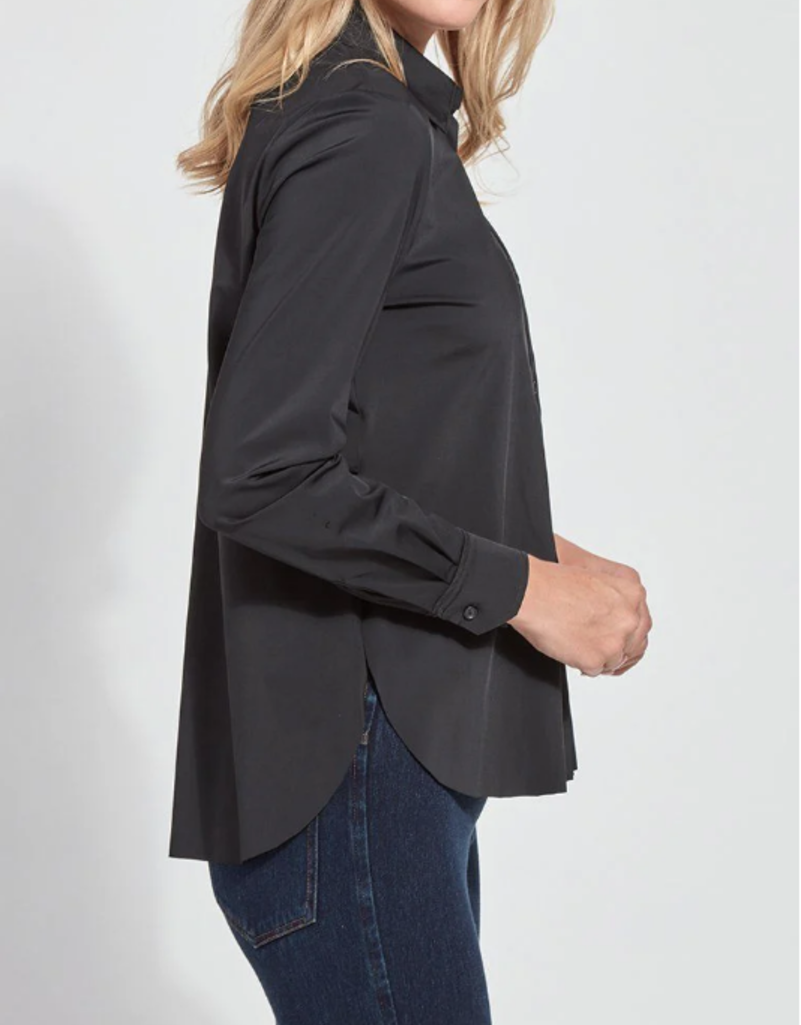 Lysse Lysse Connie Black Collar Button Up Long Sleeve Blouse KA