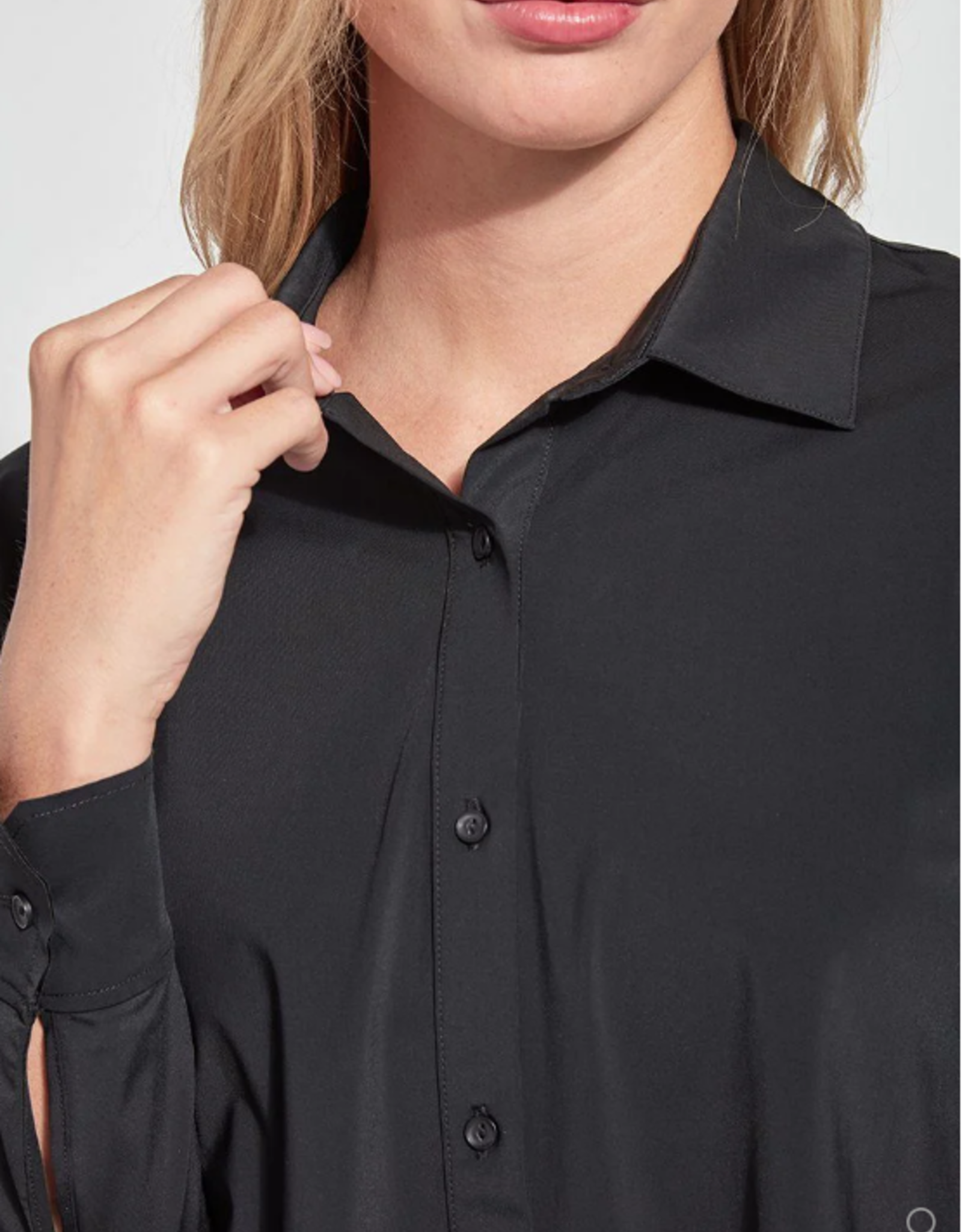 Lysse Lysse Connie Black Collar Button Up Long Sleeve Blouse KA