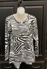 Ethyl Ethyl Black/Brown/Cream Zebra Print  Long Sleeve Top BK