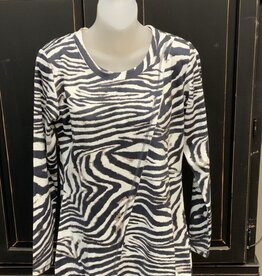 Ethyl Ethyl Black/Brown/Cream Zebra Print  Long Sleeve Top BK