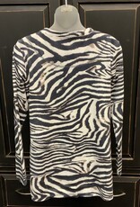 Ethyl Ethyl Black/Brown/Cream Zebra Print  Long Sleeve Top BK