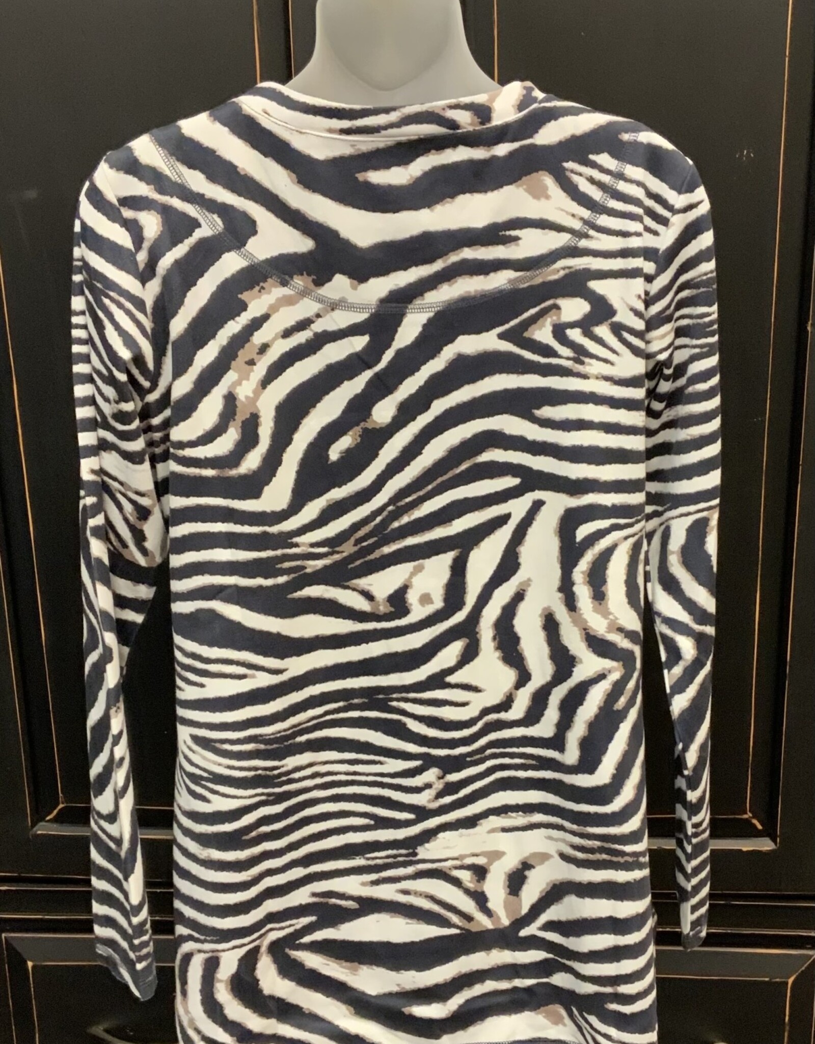 Ethyl Ethyl Black/Brown/Cream Zebra Print  Long Sleeve Top BK