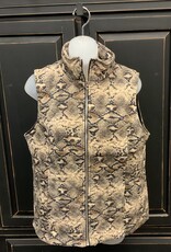 Ethyl Ethyl Tan/Black Reptile Print Zip Up Stand Up Collar Vest LE