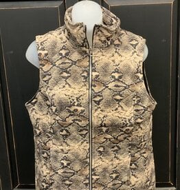 Ethyl Ethyl Tan/Black Reptile Print Zip Up Stand Up Collar Vest LE