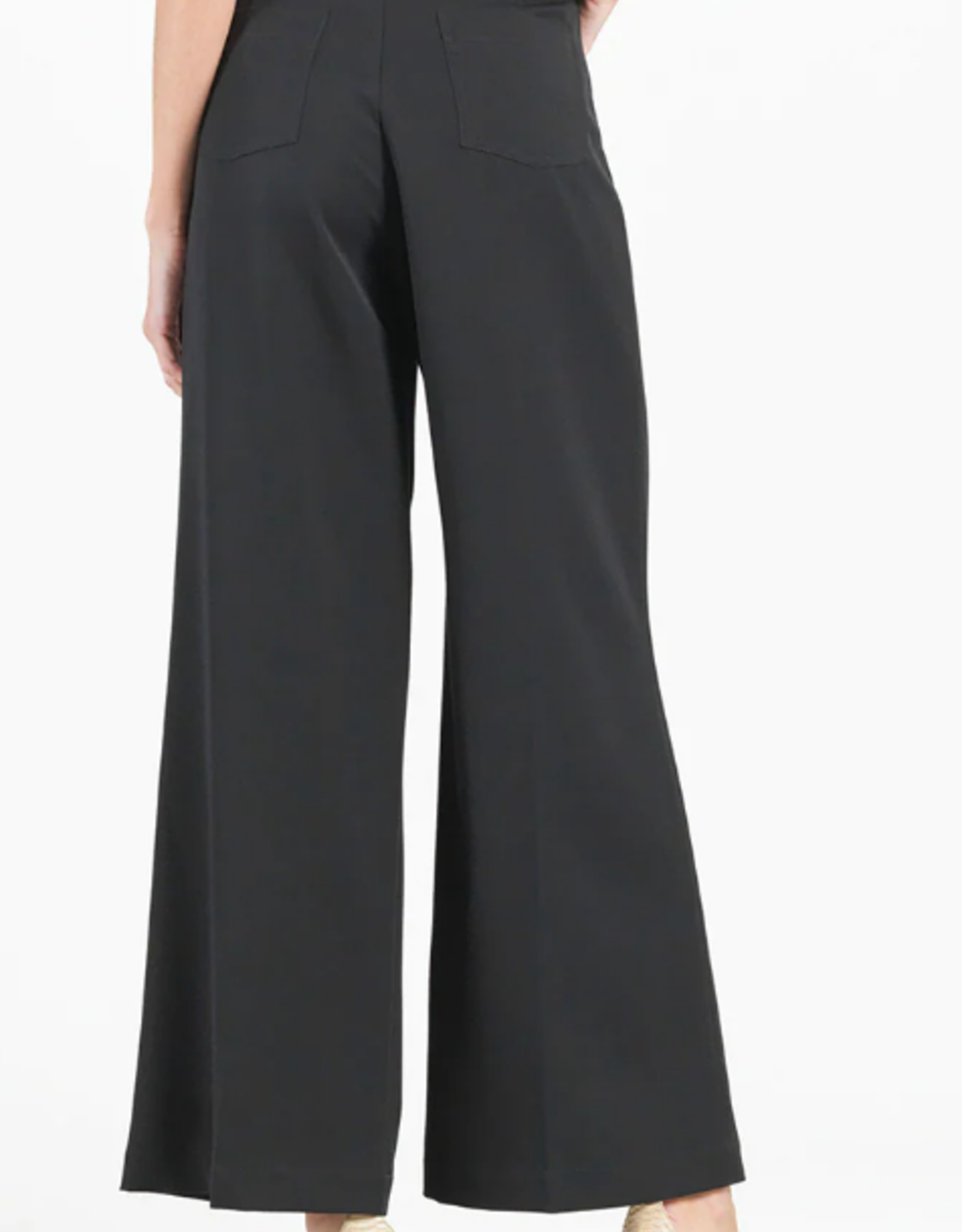 Clara Sun Woo Clara Sun Woo Black  Zip Front Wide Leg  4 Pocket Pant CS