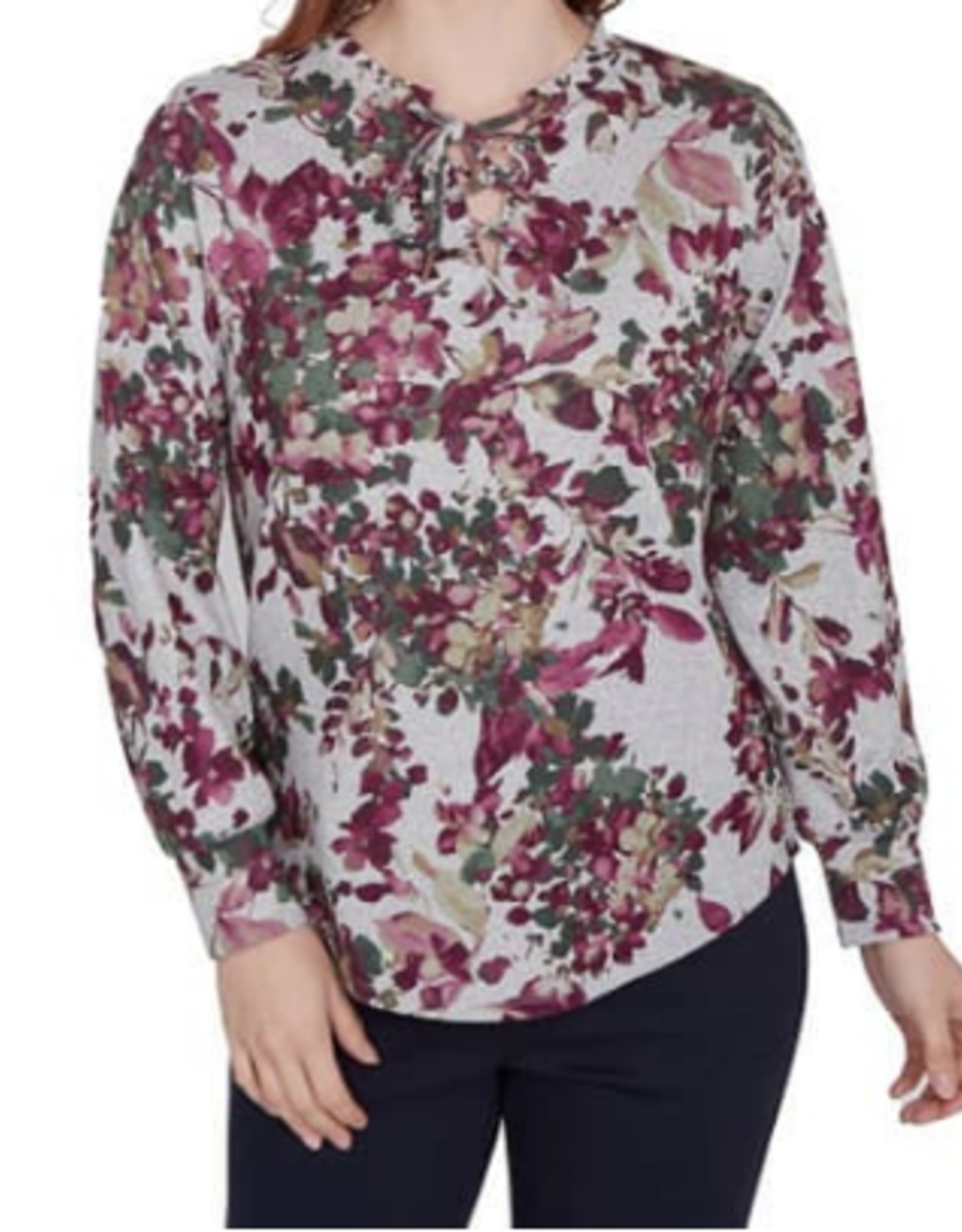 skyes the limit Skye's the Limit Burgundy Multi Floral Print Long Sleeve BS