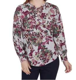 skyes the limit Skye's the Limit Burgundy Multi Floral Print Long Sleeve BS