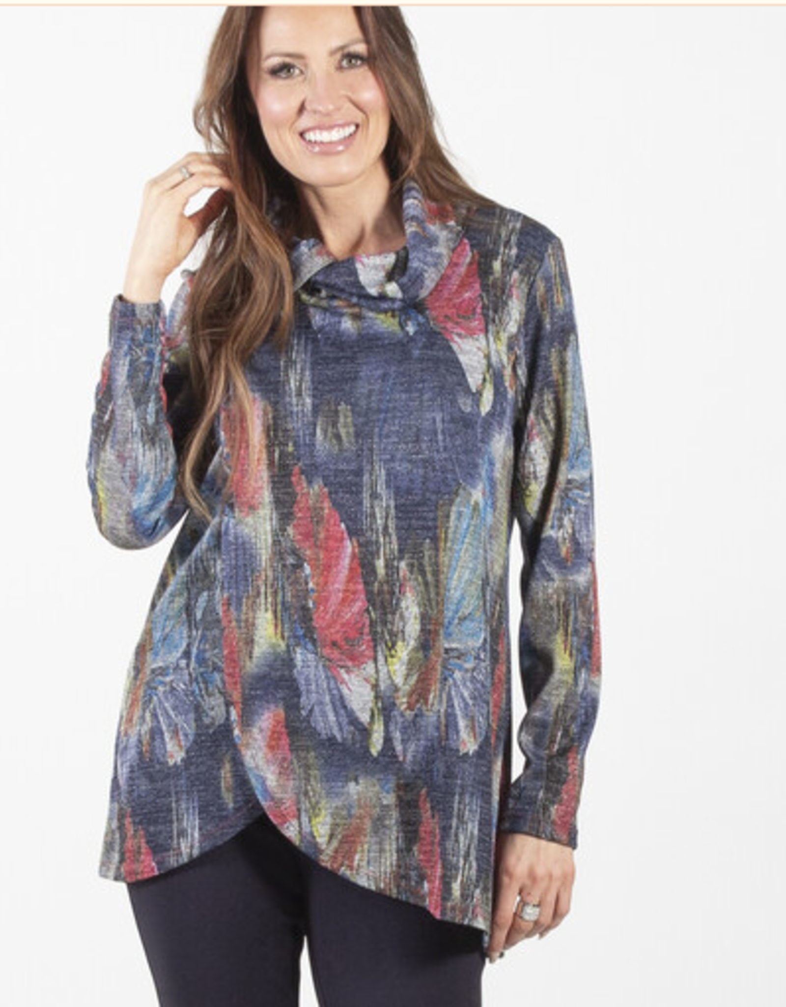 Pure Essence Pure Essence  Multi Color & Print  Cowl Neck  Long  Sleeve AO