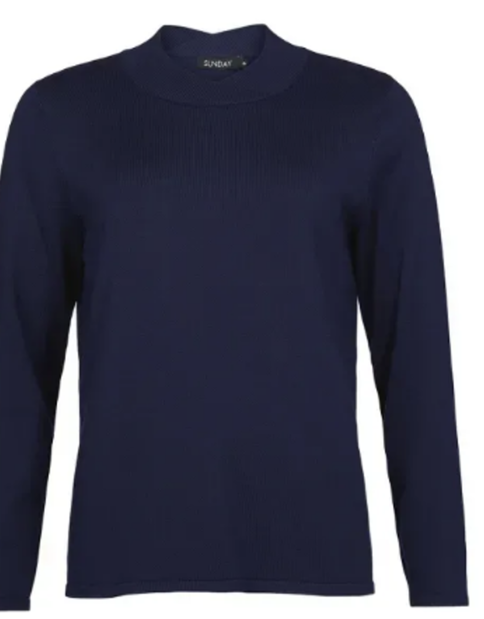 Sunday Sunday Navy Ribbed Mock Neck Long Sleeve Knit Top AA