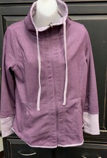 Lulu B Lulu B HSR7442 Cabernet Reversible Zip-Up  Stand Up Collar w/Drawstring Jacket