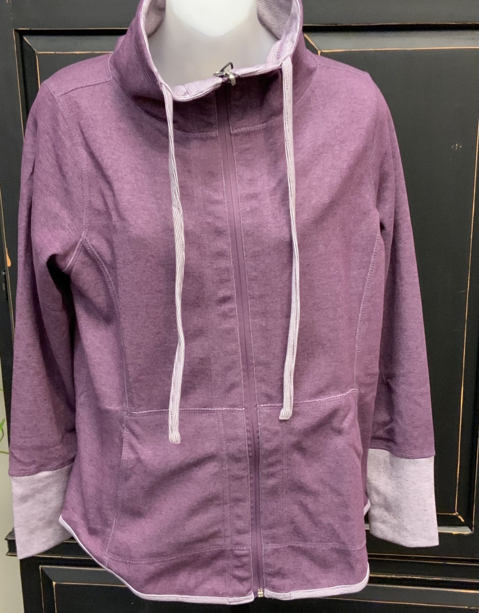 Lulu B Lulu B HSR7442 Cabernet Reversible Zip-Up  Stand Up Collar w/Drawstring Jacket