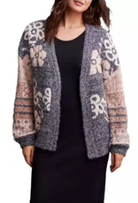 Tribal Tribal Grey/Pink Mix Floral Knit Long Sleeve Jacquard KC