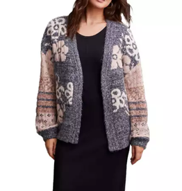 Tribal Tribal Grey/Pink Mix Floral Knit Long Sleeve Jacquard KC