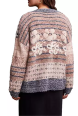 Tribal Tribal Grey/Pink Mix Floral Knit Long Sleeve Jacquard KC