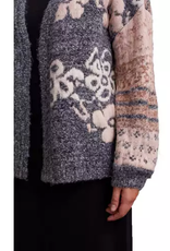 Tribal Tribal Grey/Pink Mix Floral Knit Long Sleeve Jacquard KC